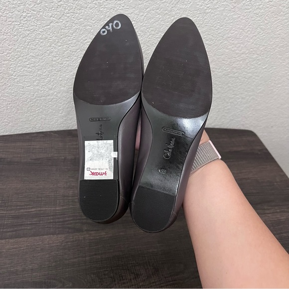 Cole Haan gray leather & suede pointed toe flats with tassels 6 - Picture 9 of 13